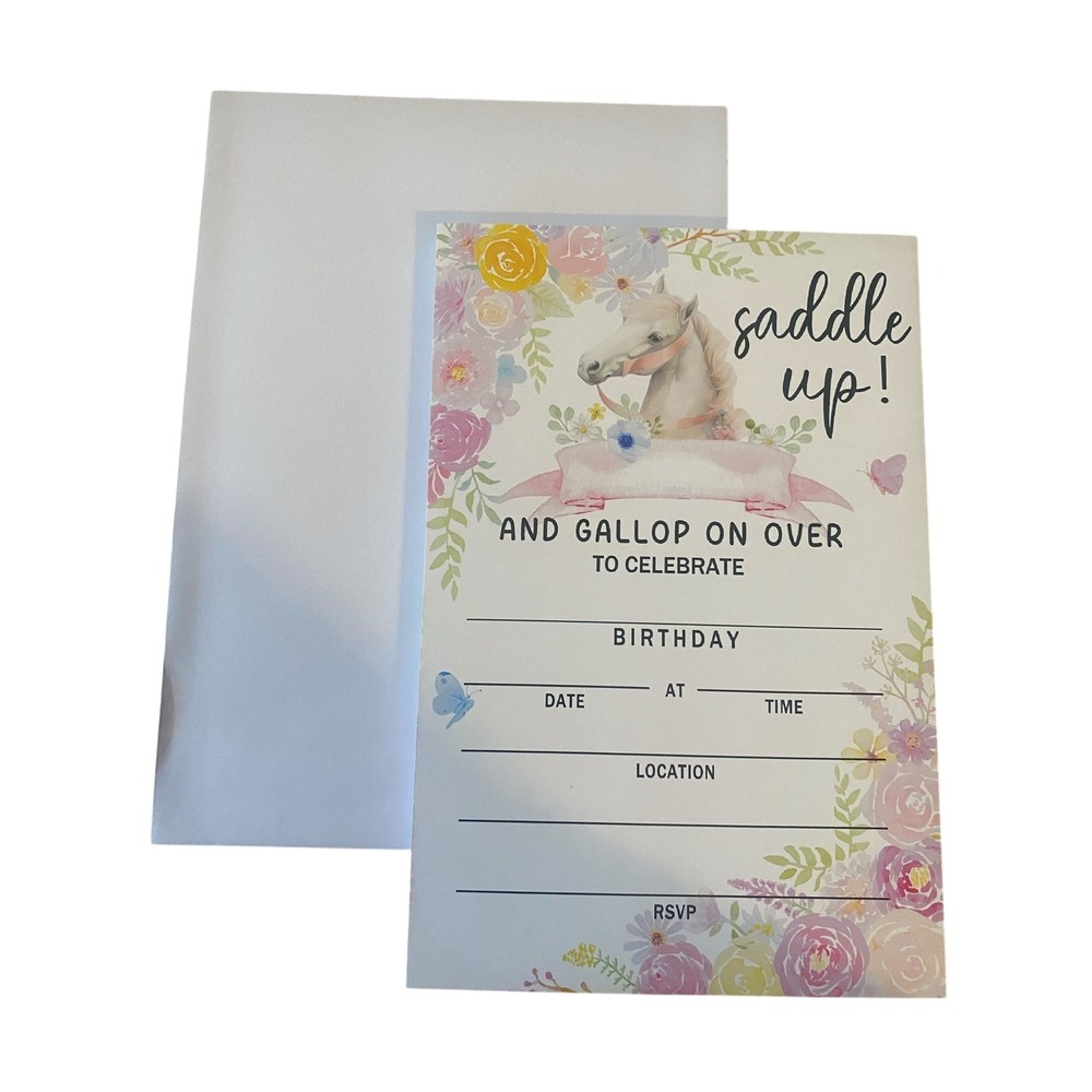 Girls Horse Birthday Party Invitations Saddle Up Gallop On‎ Over For Celebrate